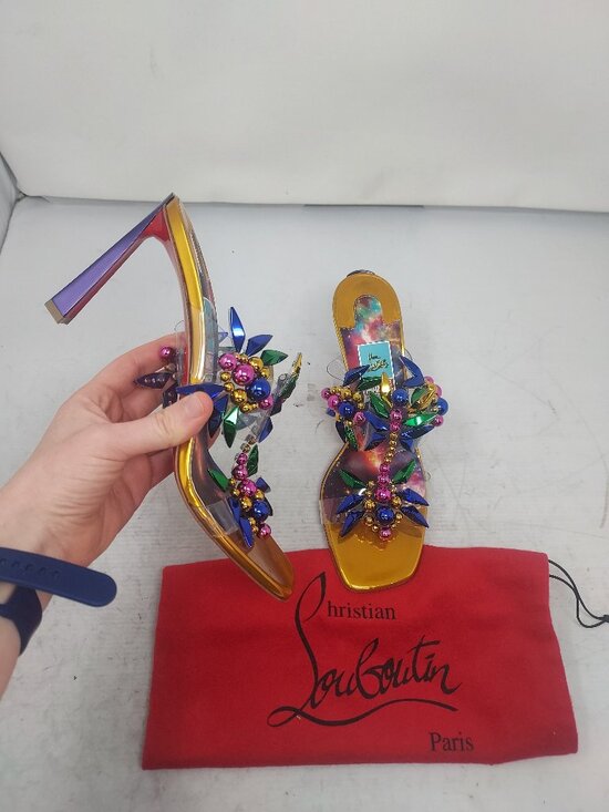 Christian Louboutin Marvel Imperious Rex Gold Jewel Sandal - Picture 1 of 14